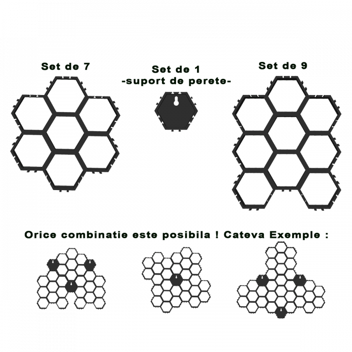 Suport Perete Modular Hexagonal pentru figurine LEGO, 1 camera [3]