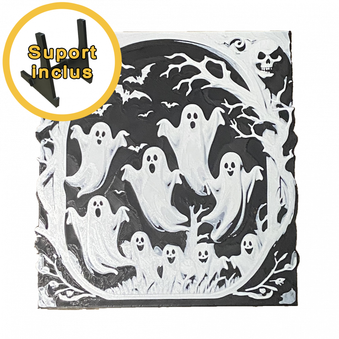 Tablou 3D Fantome Halloween HueForge - Decor Tematic Spooky | Imprimare 3D | (20x20 cm) [4]