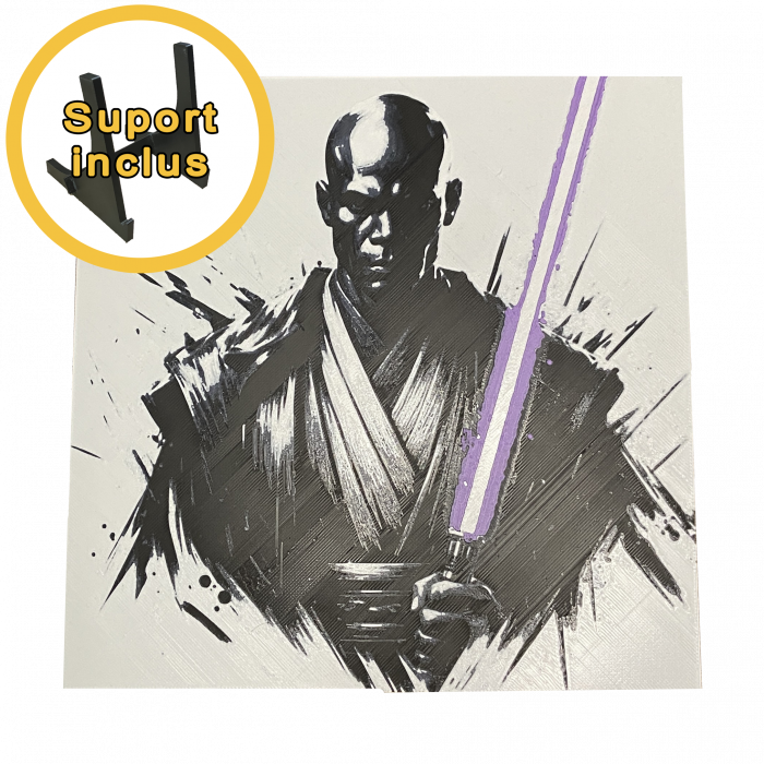 Tablou 3D Mace Windu HueForge - Decor Jedi Purple Lightsaber | Imprimare 3D Premium | Cadou Fanilor Star Wars (20x20 cm) [4]