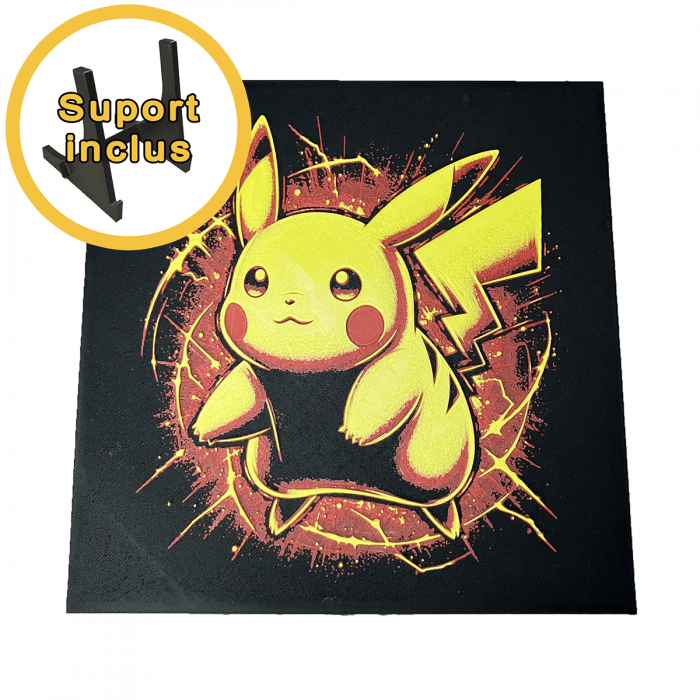 Tablou 3D Pikachu Electric HueForge - Decor Pokémon | Imprimare 3D din România | Cadou pentru Colectionari (20x20 cm) [4]