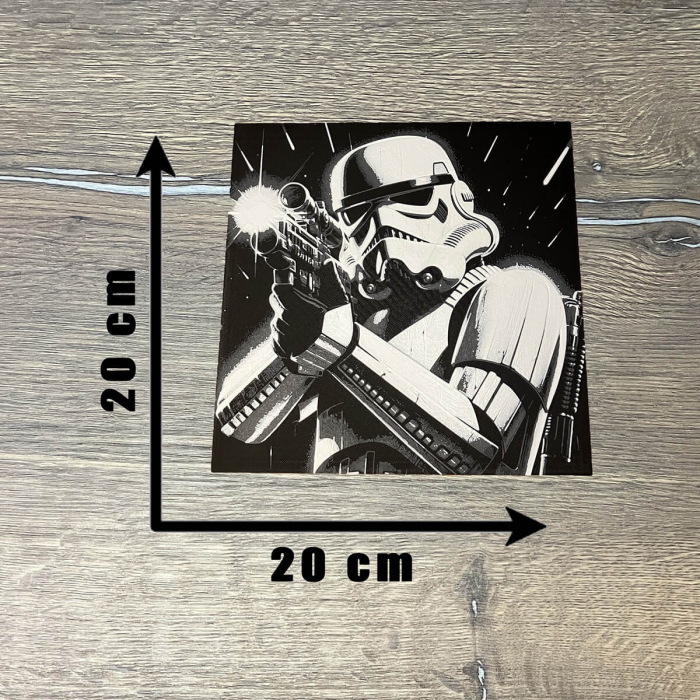 Tablou 3D StormTrooper în Acțiune HueForge - Scene Star Wars | Decor Perete Geek | Cadou Barbati (20x20 cm) [3]