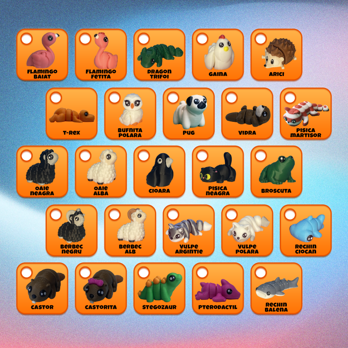 Zigluți Mini - Animăluțe - Jucării Flexibile 3D (Set 10/15/20 pcs) | Figurine Interactive pentru Copii | Cadou Distractiv & Educativ | Material PLA Sigur [7]