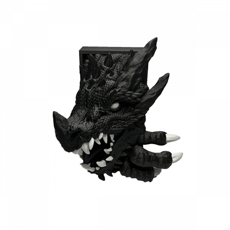 Booknook Dragon Negru - Decor Cărți Fantasy | Figurină Paznic Bibliotecă | Fabricat în România din PLA Premium | Cadou Iubitori Cărți [1]