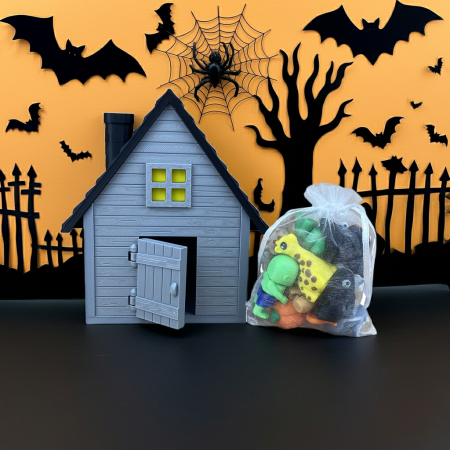 Căsuța Bântuită - Plină cu Zigluti de Halloween - (Set 10/20 pcs) - Jucării Flexibile 3D | Figurine Interactive pentru Copii | Cadou Distractiv & Educativ | Material PLA Sigur [1]
