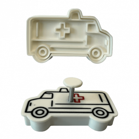 Stampile Individuale - CookieStamp - Ambulanta, 60x90x16 mm - Cookie Cutter Decorativ pentru Aluat, Ștampilă pentru Biscuiți Unicat - Ideal pentru copii
