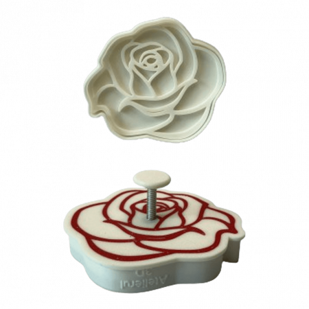 Stampile Individuale - CookieStamp - Floare Trandafir, 80x80x16 mm - Cookie Cutter Decorativ pentru Aluat, Ștampilă pentru Biscuiți Unicat - Ideal pentru copii