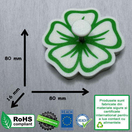 CookieStamp - Floare Trifoi, 80x80x16 mm - Cookie Cutter Decorativ pentru Aluat, Ștampilă pentru Biscuiți Unicat - Ideal pentru copii [9]