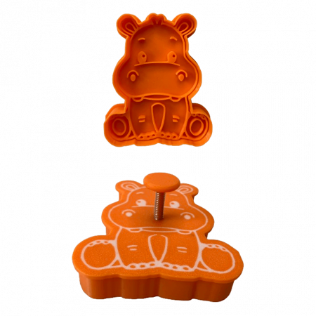 CookieStamps - CookieStamp - Hipopotam, 90x75x16 mm - Cookie Cutter Decorativ pentru Aluat, Ștampilă pentru Biscuiți Unicat - Ideal pentru copii