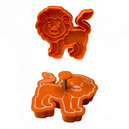 CookieStamps - CookieStamp - Leu, 85x90x16 mm - Cookie Cutter Decorativ pentru Aluat, Ștampilă pentru Biscuiți Unicat - Ideal pentru copii