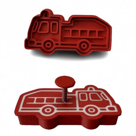 Stampile Individuale - CookieStamp - Masina de Pompieri, 54x98x16 mm - Cookie Cutter Decorativ pentru Aluat, Ștampilă pentru Biscuiți Unicat - Ideal pentru copii