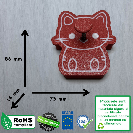 CookieStamp - Pisică, 86x73x16 mm - Cookie Cutter Decorativ pentru Aluat, Ștampilă pentru Biscuiți Unicat - Ideal pentru copii [10]