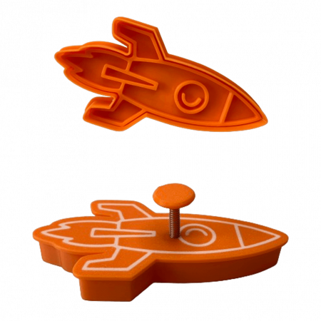 Stampile Individuale - CookieStamp - Racheta, 61x120x16 mm - Cookie Cutter Decorativ pentru Aluat, Ștampilă pentru Biscuiți Unicat - Ideal pentru copii
