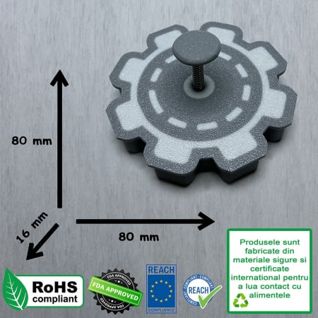 CookieStamp - Roată Zimțată 2, 80x80x16 mm - Cookie Cutter Decorativ pentru Aluat, Ștampilă pentru Biscuiți Unicat - Ideal pentru copii [9]