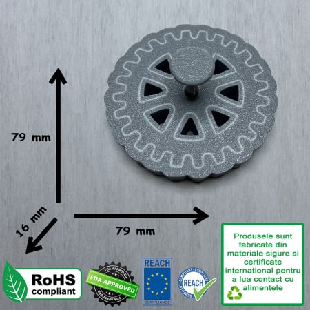 CookieStamp - Roată Zimțată 3, 79x79x16 mm - Cookie Cutter Decorativ pentru Aluat, Ștampilă pentru Biscuiți Unicat - Ideal pentru copii [9]