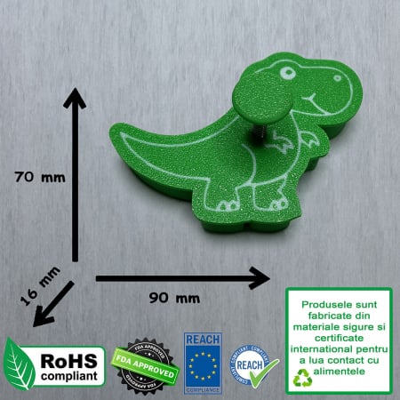CookieStamp - Dinozaur T-Rex, 70x90x16 mm - Cookie Cutter Decorativ pentru Aluat, Ștampilă pentru Biscuiți Unicat - Ideal pentru copii [9]