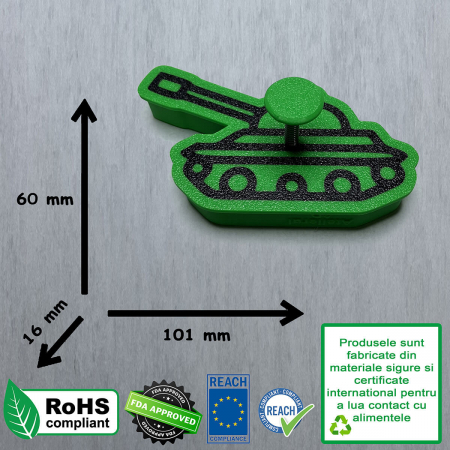 CookieStamp - Tanc, 60x101x16 mm - Cookie Cutter Decorativ pentru Aluat, Ștampilă pentru Biscuiți Unicat - Ideal pentru copii [9]