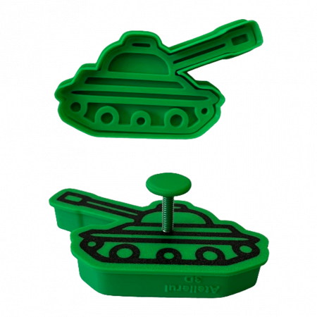 Stampile Individuale - CookieStamp - Tanc, 60x101x16 mm - Cookie Cutter Decorativ pentru Aluat, Ștampilă pentru Biscuiți Unicat - Ideal pentru copii
