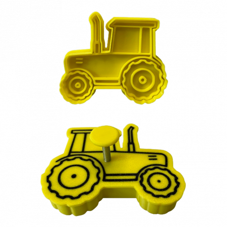 Stampile Individuale - CookieStamp - Tractor, 74x90x16 mm - Cookie Cutter Decorativ pentru Aluat, Ștampilă pentru Biscuiți Unicat - Ideal pentru copii