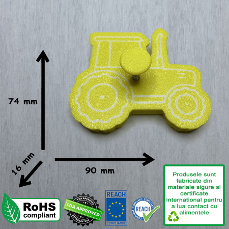 CookieStamp - Tractor, 74x90x16 mm - Cookie Cutter Decorativ pentru Aluat, Ștampilă pentru Biscuiți Unicat - Ideal pentru copii [9]