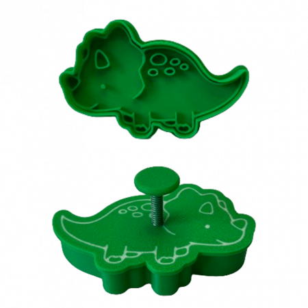 Stampile Individuale - CookieStamp - Dinozaur Triceratops, 55x90x16 mm - Cookie Cutter Decorativ pentru Aluat, Ștampilă pentru Biscuiți Unicat - Ideal pentru copii