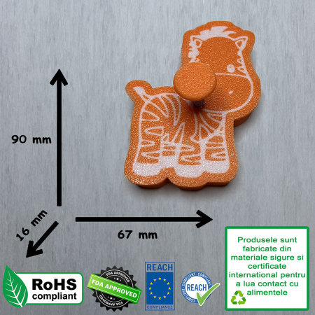CookieStamp - Zebră, 90x67x16 mm - Cookie Cutter Decorativ pentru Aluat, Ștampilă pentru Biscuiți Unicat - Ideal pentru copii [9]