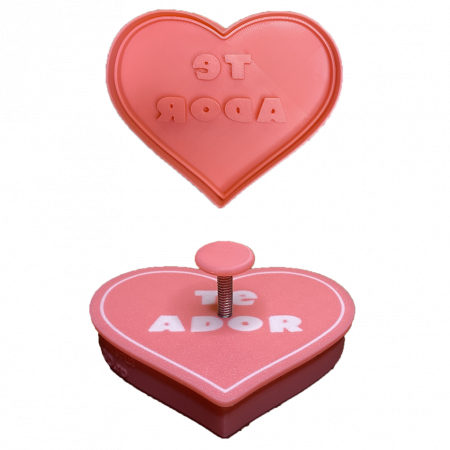 Stampile Individuale - CookieStamp - Inima Te Ador, 76x89x16 mm - Cookie Cutter Decorativ pentru Aluat, Ștampilă pentru Biscuiți Unicat - Ideal pentru copii