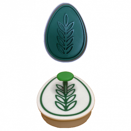 Stampile Individuale - CookieStamp - Ou Frunza, 88x66x16 mm - Cookie Cutter Decorativ pentru Aluat, Ștampilă pentru Biscuiți Unicat - Ideal pentru copii