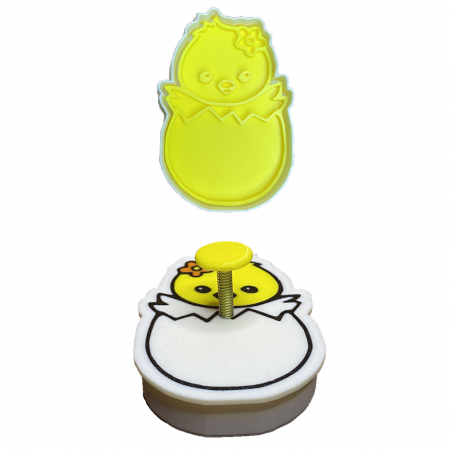 Stampile Individuale - CookieStamp - Ou cu Pui, 89x62x16 mm - Cookie Cutter Decorativ pentru Aluat, Ștampilă pentru Biscuiți Unicat - Ideal pentru copii