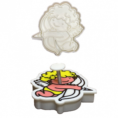 Stampile Individuale - CookieStamp - Cupidon, 87x80x16 mm - Cookie Cutter Decorativ pentru Aluat, Ștampilă pentru Biscuiți Unicat - Ideal pentru copii