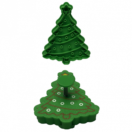 Stampile Individuale - CookieStamp - Brad cu Globuri, 87x69x16 mm - Cookie Cutter Decorativ pentru Aluat, Ștampilă pentru Biscuiți Unicat - Ideal pentru copii