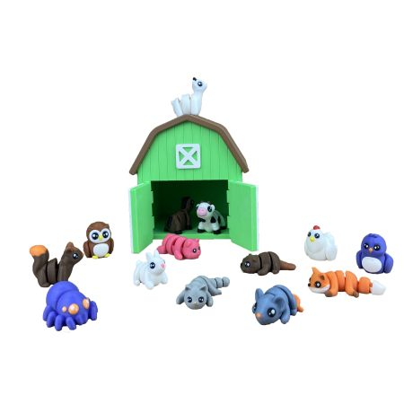 Ferma Animalelor - Hambar Verde cu Animăluțe Zigluti - (Set 10/20 pcs) - Jucării Flexibile 3D | Figurine Interactive pentru Copii | Cadou Distractiv & Educativ | Material PLA Sigur [2]