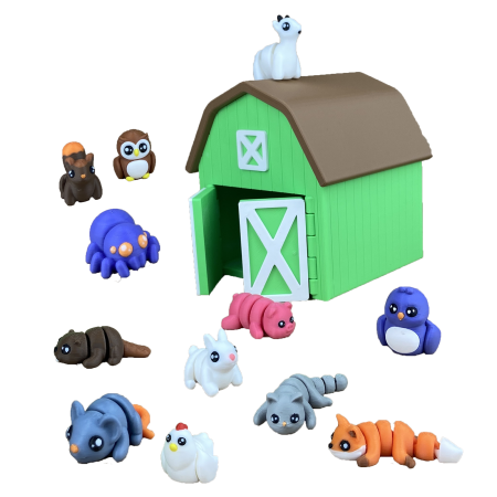 Zigluti - Ferma Animalelor - Hambar Verde cu Animăluțe Zigluti - (Set 10/20 pcs) - Jucării Flexibile 3D | Figurine Interactive pentru Copii | Cadou Distractiv & Educativ | Material PLA Sigur