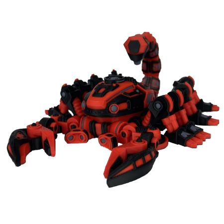 Jucarii Flexibile - Figurina Scorpion Robot Rosu, 22 cm, Jucarie 3D Articulata, Plastic