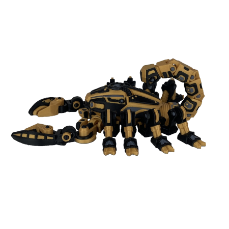 Jucarii Flexibile - Figurina Scorpion Robot Auriu, 22 cm, Jucarie 3D Articulata, Plastic