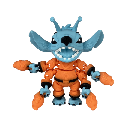 Jucarii Flexibile - Figurina Stich Alien, 9 cm, Jucarie 3D Articulata, Plastic