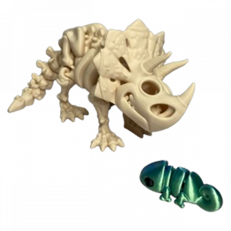 Jucărie Flexibilă, Schelet Triceratops cu mini-Ziglut, Dinozauri, Alb Os, 22 cm [2]