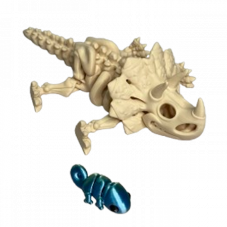 Jucărie Flexibilă, Schelet Triceratops cu mini-Ziglut, Dinozauri, Alb Os, 22 cm [3]