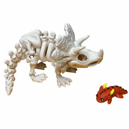 Jucării - Jucărie Flexibilă, Schelet Triceratops cu mini-Ziglut, Dinozauri, Alb Os, 22 cm