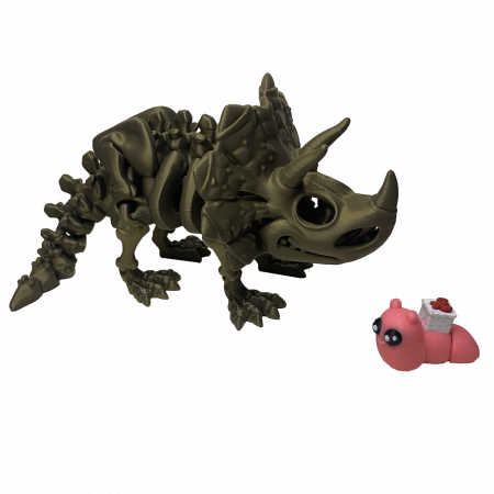 Zigluti Dinozauri Scheleti - Jucărie Flexibilă, Schelet Triceratops cu mini-Ziglut, Dinozauri, Metalic, 22 cm