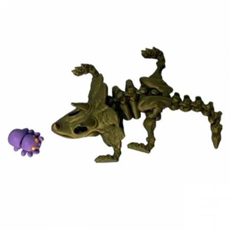 Jucărie Flexibilă, Schelet Triceratops cu mini-Ziglut, Dinozauri, Metalic, 22 cm [4]