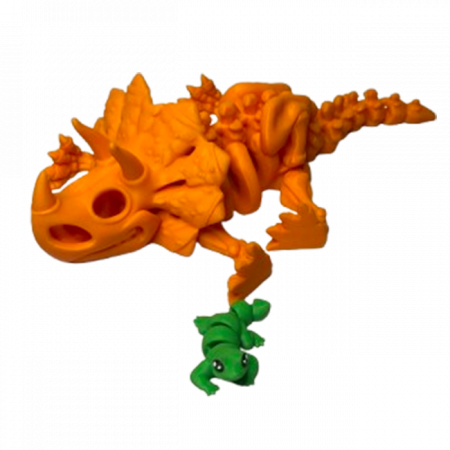 Jucărie Flexibilă, Schelet Triceratops cu mini-Ziglut, Dinozauri, Portocaliu, 22 cm [4]