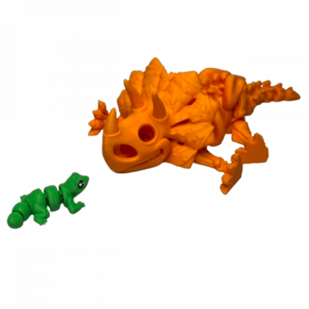 Jucărie Flexibilă, Schelet Triceratops cu mini-Ziglut, Dinozauri, Portocaliu, 22 cm [3]