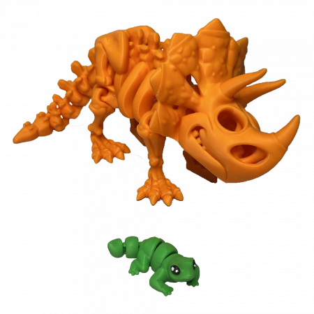 Zigluti Dinozauri Scheleti - Jucărie Flexibilă, Schelet Triceratops cu mini-Ziglut, Dinozauri, Portocaliu, 22 cm