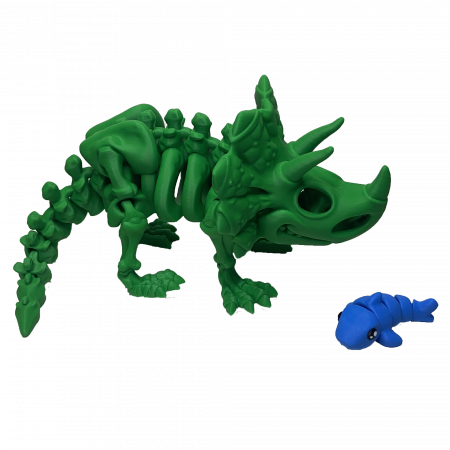 Zigluti Dinozauri Scheleti - Jucărie Flexibilă, Schelet Triceratops cu mini-Ziglut, Dinozauri, Verde, 22 cm