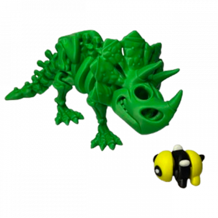 Jucărie Flexibilă, Schelet Triceratops cu mini-Ziglut, Dinozauri, Verde, 22 cm [3]