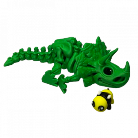 Jucărie Flexibilă, Schelet Triceratops cu mini-Ziglut, Dinozauri, Verde, 22 cm [4]