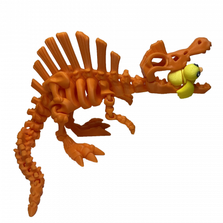 Zigluti Dinozauri Scheleti - Jucărie Flexibilă, Schelet Spinozaur cu mini-Ziglut, Dinozauri, Portocaliu, 30 cm