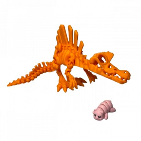 Jucărie Flexibilă, Schelet Spinozaur cu mini-Ziglut, Dinozauri, Portocaliu, 30 cm [4]