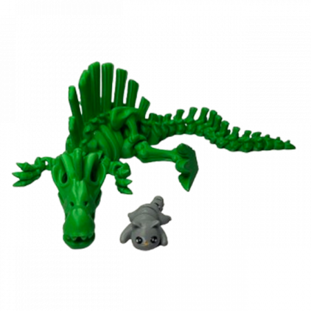 Jucărie Flexibilă, Schelet Spinozaur cu mini-Ziglut, Dinozauri, Verde, 30 cm [4]