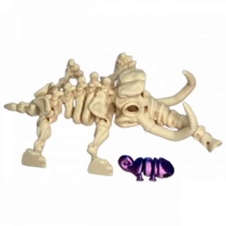 Jucărie Flexibilă, Schelet Mamut cu mini-Ziglut, Dinozauri, Alb Os, 22 cm [5]